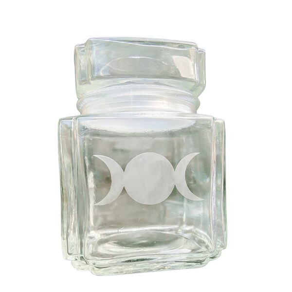 Etched Glass Moon Water Jar